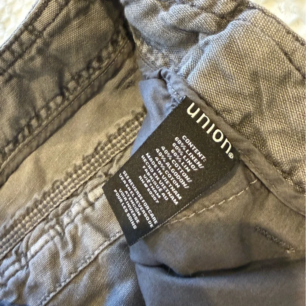 Union Men's Linen Blend Casual Shorts, Gray, Size 32